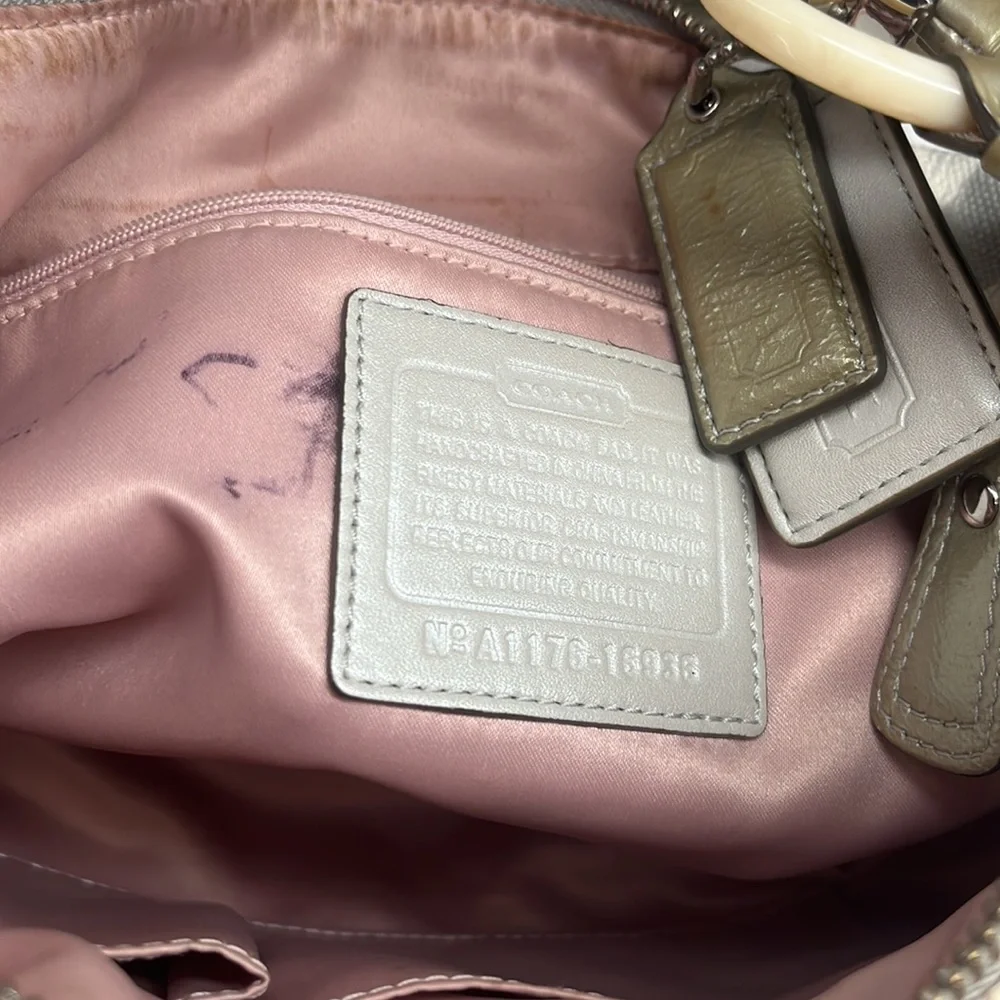 Coach Hobo Bag Kristin‎ Op Art Ikat Print Silver Gray Multi